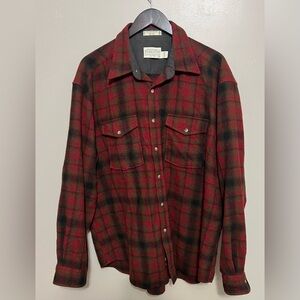 Pendleton Outdoor Plaid Washable Wool Shirt Long Sleeve Size XL Long